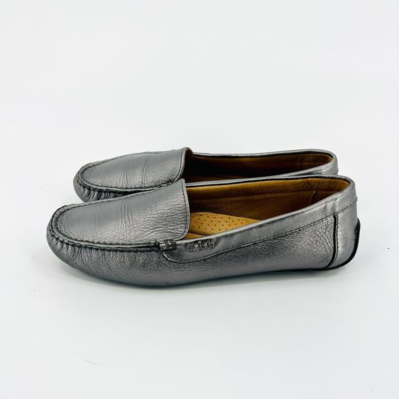 Ralph Lauren Caitlyn Gunmetal Metallic Leather Driving Loafers - Picture 4 of 9